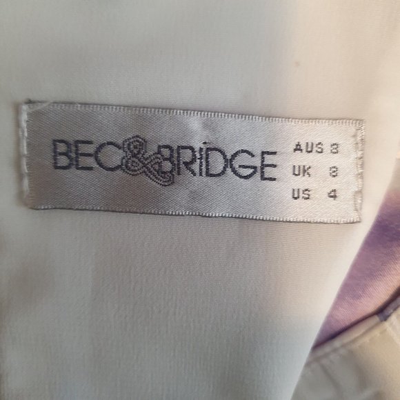 Bec and Bridge dress Sz 8 Saint Cloud Shift white purple cocktail tie die party - Picture 6 of 8